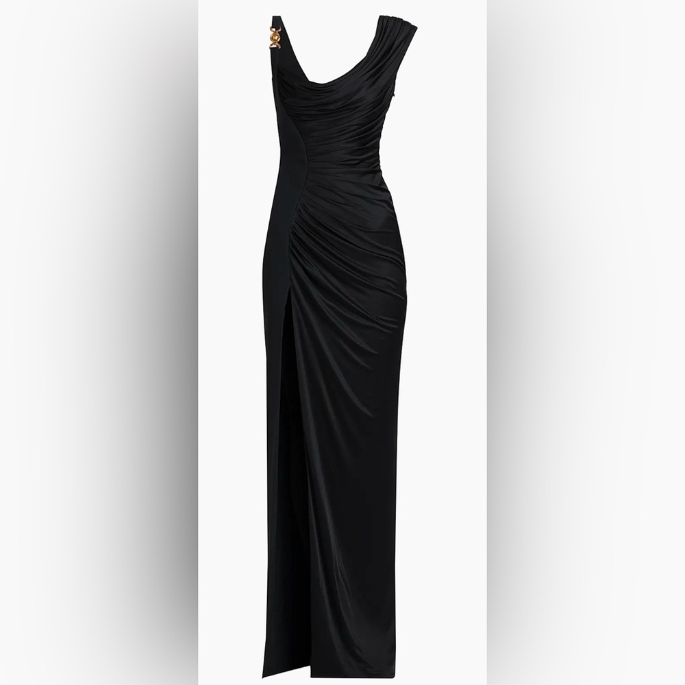 Versace Black Ruched Maxi Dress